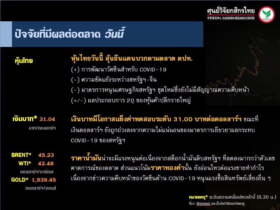 ปัจจัยตลาดหุ้นวันนี้-แนวโน้มค่าเงินบาท-ราคาน้ำมันดิบ-(13 ส.ค. 63)