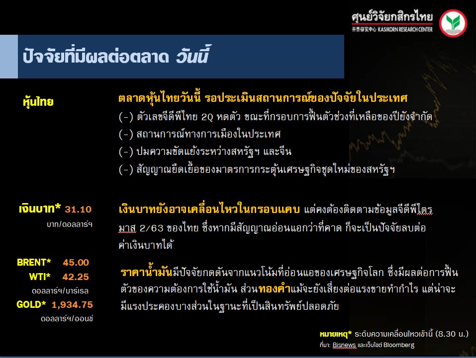 ปัจจัยตลาดหุ้นวันนี้-แนวโน้มค่าเงินบาท-ราคาน้ำมันดิบ-(17 ส.ค. 63)