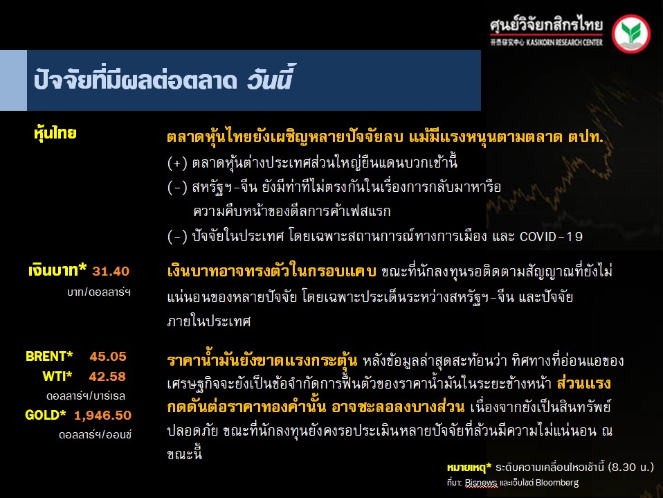 ปัจจัยตลาดหุ้นวันนี้-แนวโน้มค่าเงินบาท-ราคาน้ำมันดิบ-(21 ส.ค. 63)
