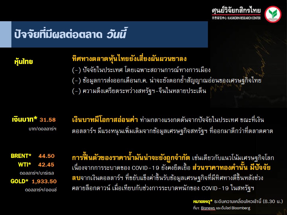 ปัจจัยตลาดหุ้นวันนี้-แนวโน้มค่าเงินบาท-ราคาน้ำมันดิบ-(24 ส.ค. 63)