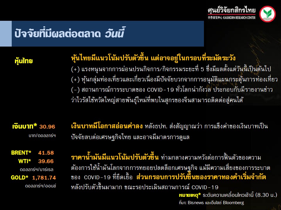 ปัจจัยตลาดหุ้นวันนี้-แนวโน้มค่าเงินบาท-ราคาน้ำมันดิบ-(1 ก.ค. 63)