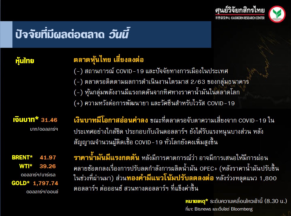 ปัจจัยตลาดหุ้นวันนี้-แนวโน้มค่าเงินบาท-ราคาน้ำมันดิบ-(14 ก.ค. 63)