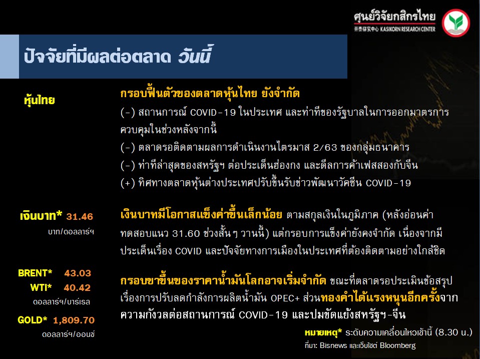 ปัจจัยตลาดหุ้นวันนี้-แนวโน้มค่าเงินบาท-ราคาน้ำมันดิบ-(15 ก.ค. 63)