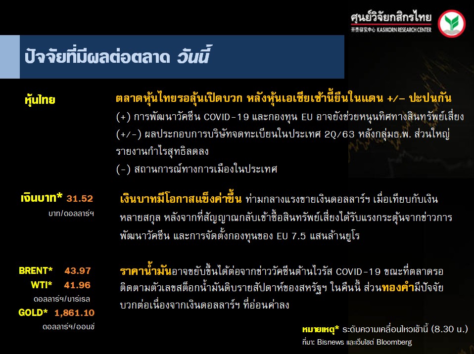 ปัจจัยตลาดหุ้นวันนี้-แนวโน้มค่าเงินบาท-ราคาน้ำมันดิบ-(22 ก.ค. 63)