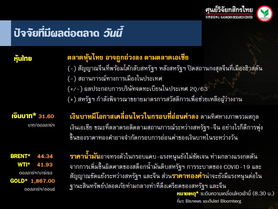 ปัจจัยตลาดหุ้นวันนี้-แนวโน้มค่าเงินบาท-ราคาน้ำมันดิบ-(23 ก.ค. 63)