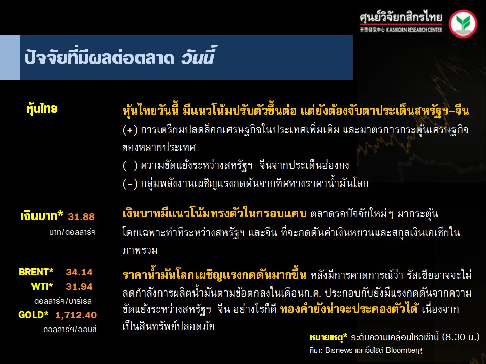 สรุปความเคลื่อนไหวของตลาดเงิน ตลาดทุนประจำวันนี้ (28 พ.ค. 63)
