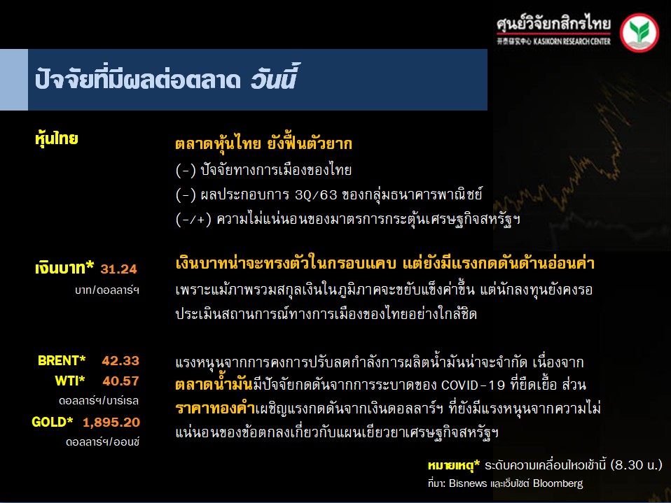 ปัจจัยตลาดหุ้นวันนี้-แนวโน้มค่าเงินบาท-ราคาน้ำมันดิบ-(20 ต.ค.. 63)