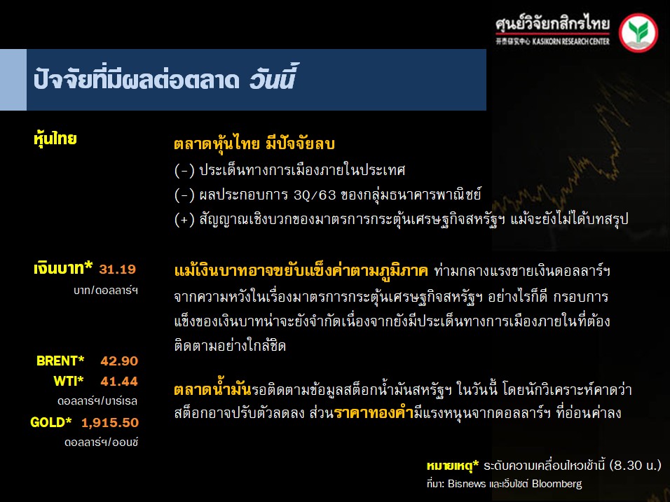 ปัจจัยตลาดหุ้นวันนี้-แนวโน้มค่าเงินบาท-ราคาน้ำมันดิบ-(21 ต.ค.. 63)