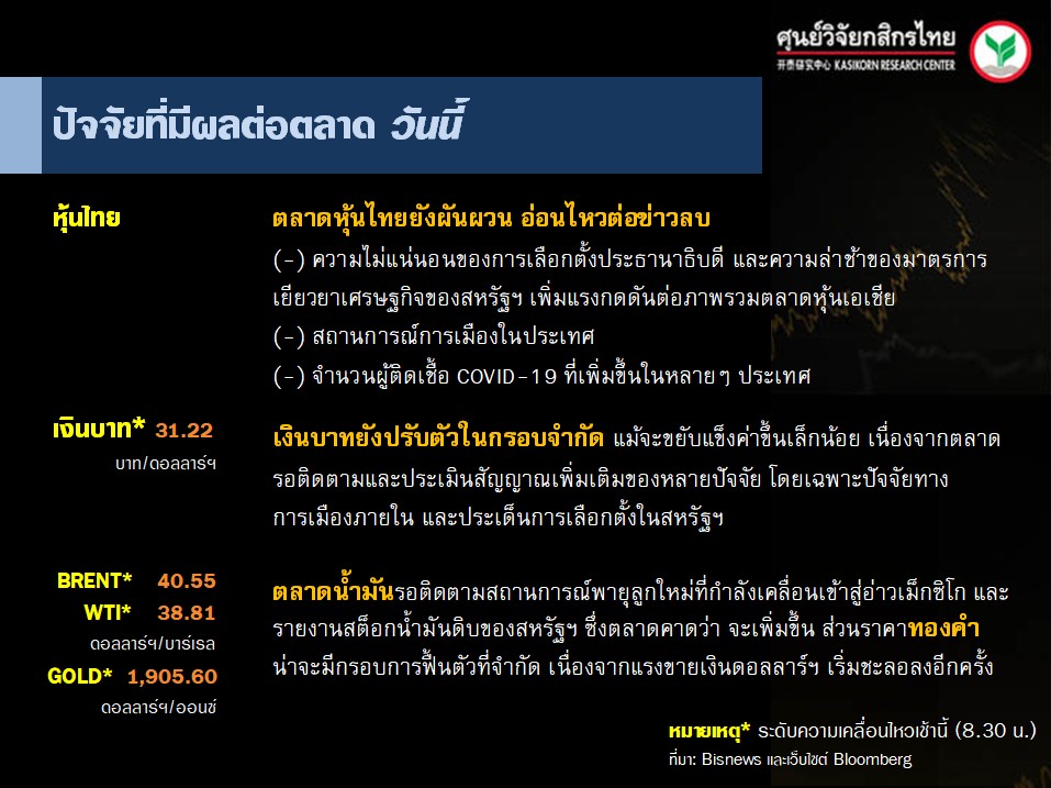 ปัจจัยตลาดหุ้นวันนี้-แนวโน้มค่าเงินบาท-ราคาน้ำมันดิบ-(28 ต.ค.. 63)