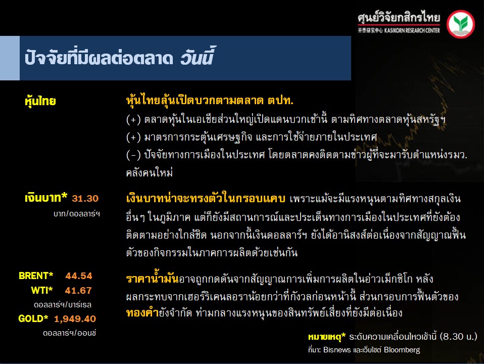 ปัจจัยตลาดหุ้นวันนี้-แนวโน้มค่าเงินบาท-ราคาน้ำมันดิบ-(3 ก.ย. 63)