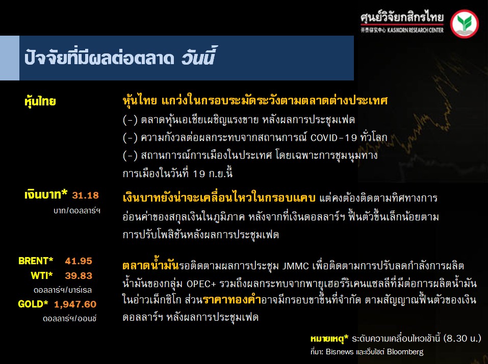 ปัจจัยตลาดหุ้นวันนี้-แนวโน้มค่าเงินบาท-ราคาน้ำมันดิบ-(17 ก.ย. 63)